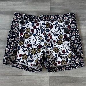 Cartonnier High Waist Floral Women's Shorts - Black, White, Yellow, Red